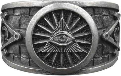 BySilverStone - Silver Eye of Providence Signet Ring, Freemason Symbol Engraved Jewelry in Kuwait