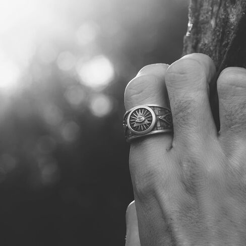 BySilverStone - Silver Eye of Providence Signet Ring, Freemason Symbol Engraved Jewelry in Kuwait
