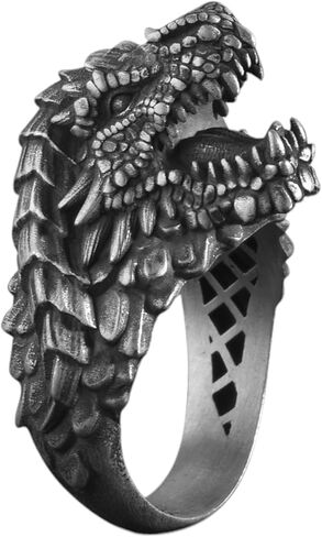 BySilverStone - Silver Dragon Ring for Men, Mythical Creature Sculpted Jewelry in Kuwait