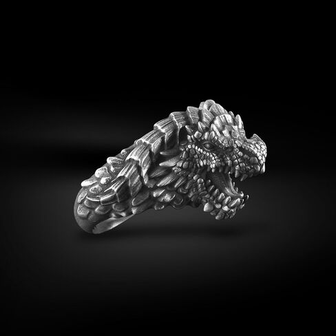 BySilverStone - Silver Dragon Ring for Men, Mythical Creature Sculpted Jewelry in Kuwait