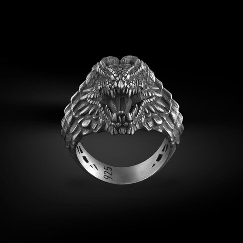 BySilverStone - Silver Dragon Ring for Men, Mythical Creature Sculpted Jewelry in Kuwait