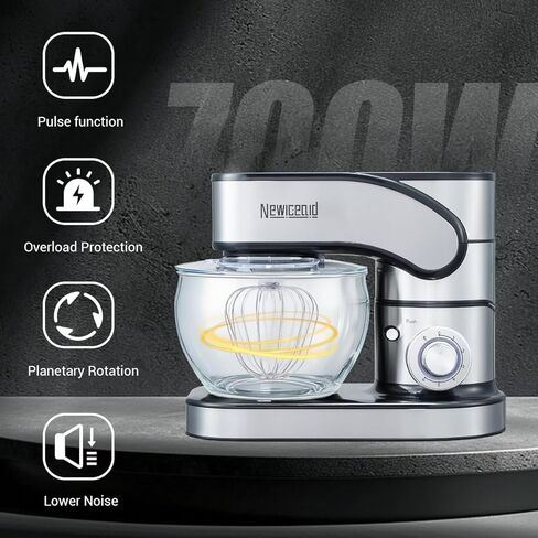 Stainless Steel Stand Mixer, 6-Speed Tilt-Head Mixer with 700W Powerful Motor, 7.4QT Large Capacity Bowl, Electric Kitchen Mixer with Dough Hook, Beater, Whisk for Baking & Dough Making in Kuwait