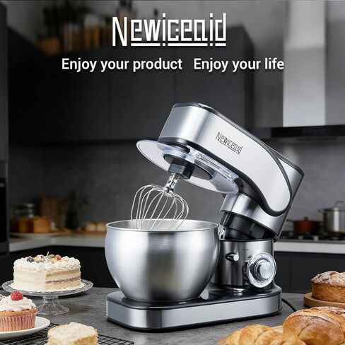 Stainless Steel Stand Mixer, 6-Speed Tilt-Head Mixer with 700W Powerful Motor, 7.4QT Large Capacity Bowl, Electric Kitchen Mixer with Dough Hook, Beater, Whisk for Baking & Dough Making in Kuwait