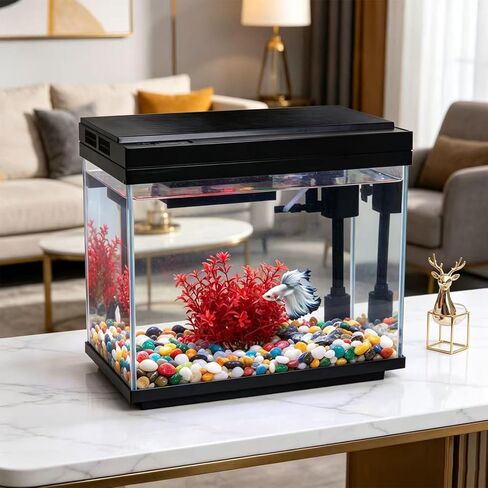 FS&AQ 3 Gallon Fish Tank with Filter and Light No-Install Small Aquarium Starter Kit in Kuwait