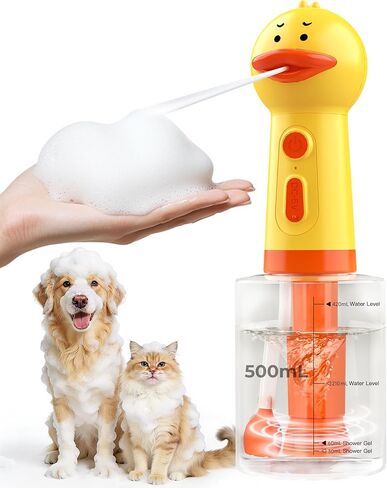 Electric Dog Shampoo Dispenser with Auto Mixing, 500ml Dog Shampoo Foamer & Soap Sprayer, Rechargeable Pet Shampoo Dispenser for Dogs & Cats, Waterproof Dog Bath Foam Machine in Kuwait