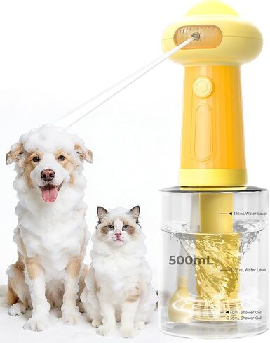 Electric Dog Shampoo Dispenser with Auto Mixing, 500ml Dog Shampoo Foamer & Soap Sprayer, Rechargeable Pet Shampoo Dispenser for Dogs & Cats, Waterproof Dog Bath Foam Machine in Saudi Arabia