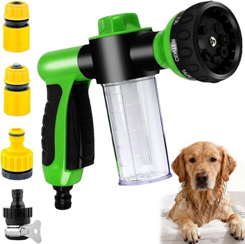 RUIFANDA Dog Wash Sprayer Outdoor with 8 Spray Modes, Soap & Shampoo Dispenser Dog Sprayer Hose Attachment, Pet Wash and Garden Hose Nozzle for Watering Plants, Car Wash, Showering Pet in Kuwait