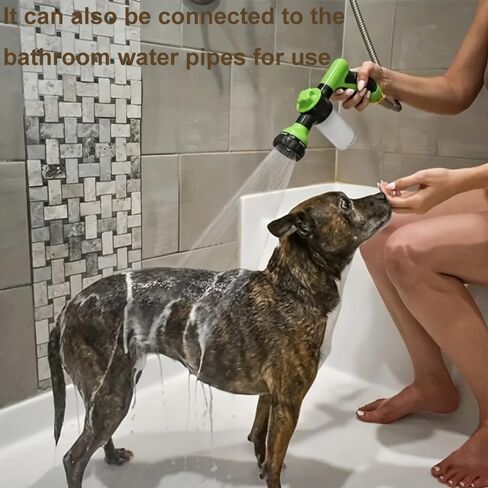 RUIFANDA Dog Wash Sprayer Outdoor with 8 Spray Modes, Soap & Shampoo Dispenser Dog Sprayer Hose Attachment, Pet Wash and Garden Hose Nozzle for Watering Plants, Car Wash, Showering Pet in Kuwait