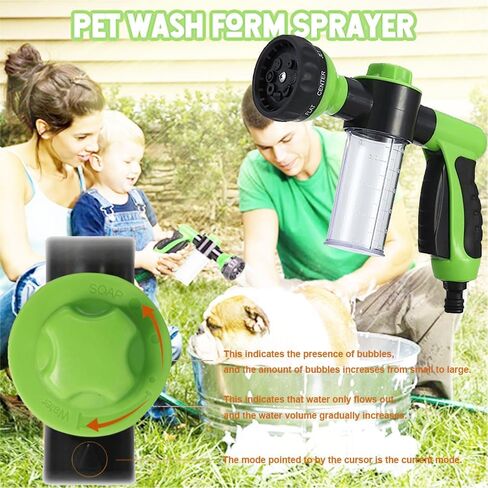 RUIFANDA Dog Wash Sprayer Outdoor with 8 Spray Modes, Soap & Shampoo Dispenser Dog Sprayer Hose Attachment, Pet Wash and Garden Hose Nozzle for Watering Plants, Car Wash, Showering Pet in Kuwait