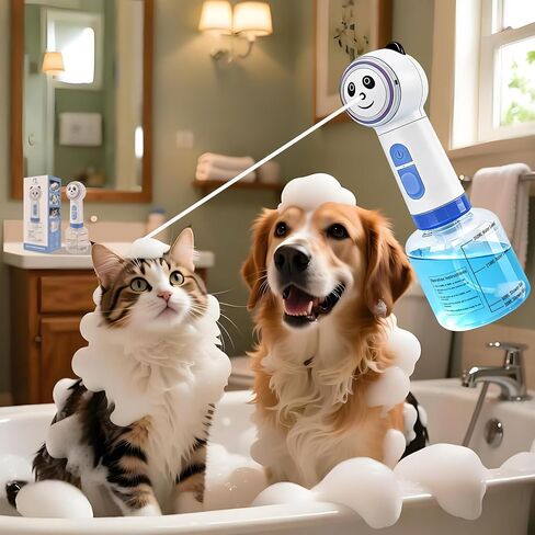 Electric Foaming Shampoo Dispenser for Dog&Cat Bath, Newly Upgraded Magnetic Rechargeable/Includes an Extra Charging Cable 2 Total, Automatic Foam Soap Sprayer for Multi-Surface Cleaning-Kitchen/Bath in Kuwait