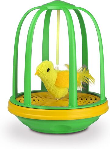 Pet Zone Caged Canary Electronic Action Bouncing Bird Cat Toy with Real Bird Sound, Pack of 1 in Kuwait