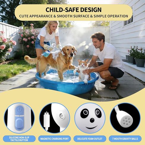 Electric Foaming Shampoo Dispenser for Dog&Cat Bath, Newly Upgraded Magnetic Rechargeable/Includes an Extra Charging Cable 2 Total, Automatic Foam Soap Sprayer for Multi-Surface Cleaning-Kitchen/Bath in Kuwait