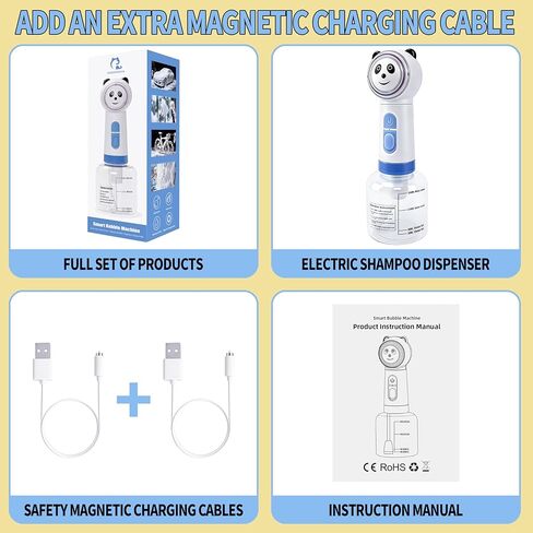 Electric Foaming Shampoo Dispenser for Dog&Cat Bath, Newly Upgraded Magnetic Rechargeable/Includes an Extra Charging Cable 2 Total, Automatic Foam Soap Sprayer for Multi-Surface Cleaning-Kitchen/Bath in Kuwait
