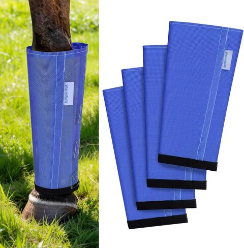 Fly Boots for Horses Set of 4, Loose Fitting Mesh Horse Fly Boots Leggings, Reduce-Stomping Adjustable Equine Leg Wraps & Socks, Stay Up Not Sag, No Rub (Mint) in Kuwait