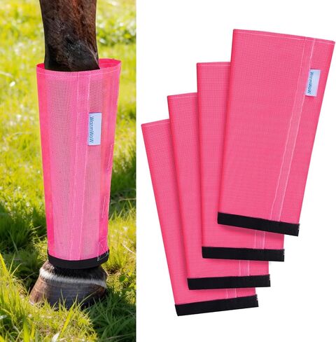 Fly Boots for Horses Set of 4, Loose Fitting Mesh Horse Fly Boots Leggings, Reduce-Stomping Adjustable Equine Leg Wraps & Socks, Stay Up Not Sag, No Rub (Mint) in Kuwait