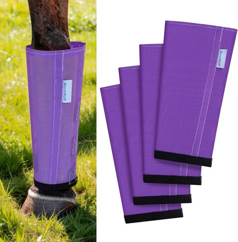 Fly Boots for Horses Set of 4, Loose Fitting Mesh Horse Fly Boots Leggings, Reduce-Stomping Adjustable Equine Leg Wraps & Socks, Stay Up Not Sag, No Rub (Mint) in Kuwait
