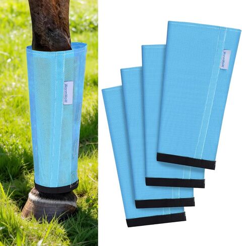 Fly Boots for Horses Set of 4, Loose Fitting Mesh Horse Fly Boots Leggings, Reduce-Stomping Adjustable Equine Leg Wraps & Socks, Stay Up Not Sag, No Rub (Mint) in Kuwait