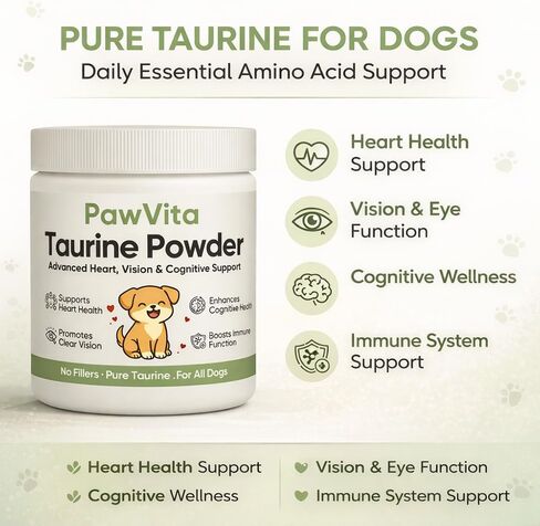 Pawvita Pure Taurine Powder, Paw VitaTtaurine Supplement for Dogs, Supports for Heart, Vision & Daily Wellness in Dogs – 99.9% Pure Taurine Powder (1) in Kuwait