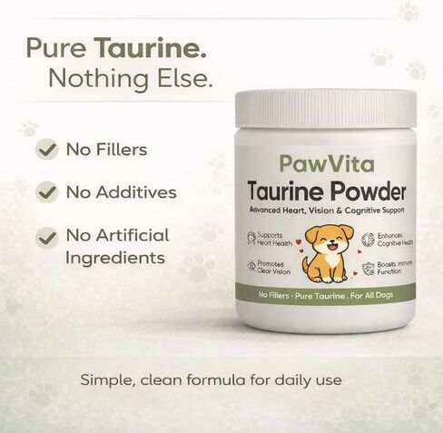 Pawvita Pure Taurine Powder, Paw VitaTtaurine Supplement for Dogs, Supports for Heart, Vision & Daily Wellness in Dogs – 99.9% Pure Taurine Powder (1) in Kuwait