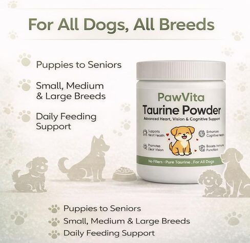 Pawvita Pure Taurine Powder, Paw VitaTtaurine Supplement for Dogs, Supports for Heart, Vision & Daily Wellness in Dogs – 99.9% Pure Taurine Powder (1) in Kuwait