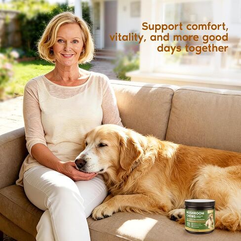 Turkey Tail Mushroom for Dogs,Senior Dog Supplement for Lumps, Bumps & Lipoma,Soft Chews with Reishi, Maitake, Turmeric & Astragalus,Supports Immune Health,Natural Chicken Flavor, 120 Count in Kuwait
