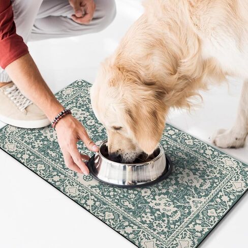 Dog Food Mat for Floors Waterproof Quick Dry Pet Placemat Cat Feeding Bowls Mats for Food and Water, Eco-Friendly Dog Accessories Diatomite Pets Supplies 12" X 20" in Kuwait
