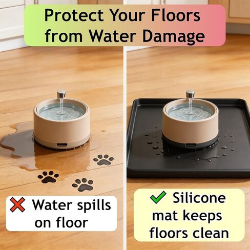 Silicone Square Mat 16x16 for Water Bowl, Waterproof Pet Bowls Mat with Raised Edge, Non-Slip Cat Dog Food Mat Protects Floors from Water & Food Spills (16x16) in Kuwait