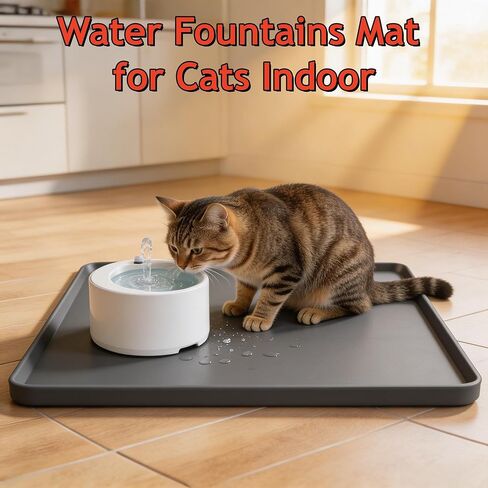 Silicone Square Mat 16x16 for Water Bowl, Waterproof Pet Bowls Mat with Raised Edge, Non-Slip Cat Dog Food Mat Protects Floors from Water & Food Spills (16x16) in Kuwait
