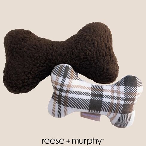 Chocolate Sherpa Bone Shaped Plush Dog Toy - Squeaky Puppy Toys & Plush Toys for Medium and Large Dogs in Kuwait