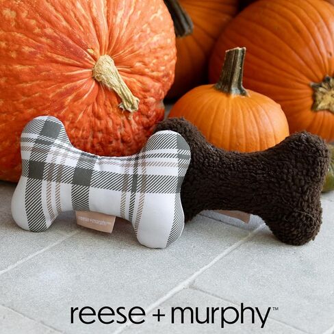 Chocolate Sherpa Bone Shaped Plush Dog Toy - Squeaky Puppy Toys & Plush Toys for Medium and Large Dogs in Kuwait