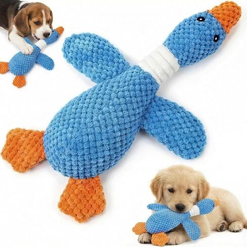 Paw-FECT Piece Goose Squeaky Dog Toy, Plush Chew Toy, Crinkle Wings, Great for All Dog Sizes and Breeds, Interactive and Good for Teething, Blue Dog Duck Toy in Kuwait
