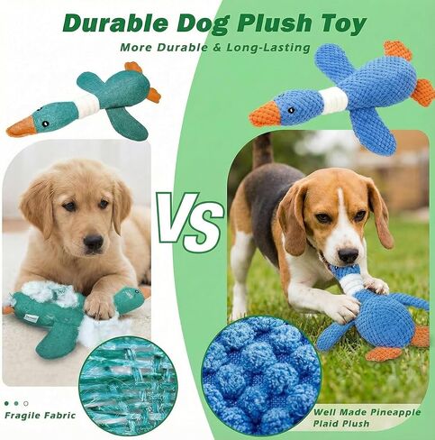 Paw-FECT Piece Goose Squeaky Dog Toy, Plush Chew Toy, Crinkle Wings, Great for All Dog Sizes and Breeds, Interactive and Good for Teething, Blue Dog Duck Toy in Kuwait