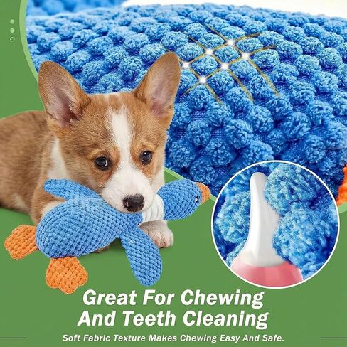 Paw-FECT Piece Goose Squeaky Dog Toy, Plush Chew Toy, Crinkle Wings, Great for All Dog Sizes and Breeds, Interactive and Good for Teething, Blue Dog Duck Toy in Kuwait