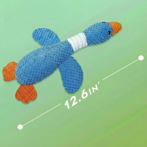 Paw-FECT Piece Goose Squeaky Dog Toy, Plush Chew Toy, Crinkle Wings, Great for All Dog Sizes and Breeds, Interactive and Good for Teething, Blue Dog Duck Toy in Kuwait