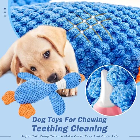 Squeaky Duck Dog Toy with Crinkle Wings, Durable Plush Chew Toy for Aggressive Chewers, Super Fun Pet Toy for Large and Small Dogs, Keeps Them Busy, Blue in Kuwait