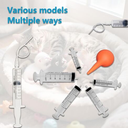 11pcs Puppy Kitten Feeding Tube Kit for Small Animals and Clear Feeding Syringe 5/10/20/30/60ml, Clear Feeding Tube, Syringe Bulb for Puppy Kitten Nestling Feeding Tools in Kuwait