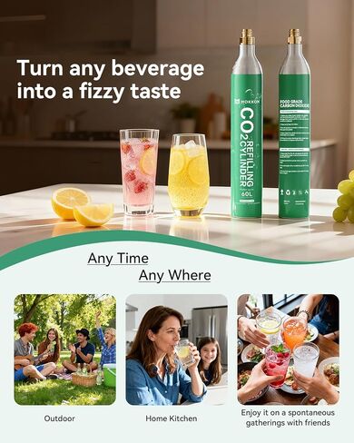 MOKKOM CO2 Cylinder for Soda Maker, CO2 Exchange Canister, Threaded Style, Compatible with All 'Screw-In' Sparkling Water Makers, Carbonates Any Drink with CO2 Tanks Gas Refill Cylinder (1PCS) in Kuwait