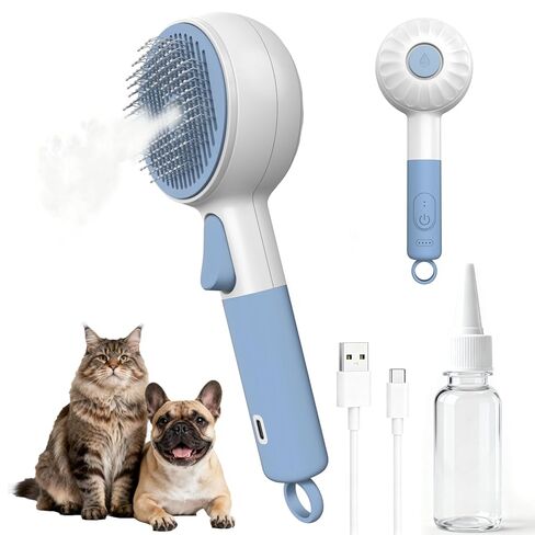 DebutPet Cat Steam Brush for Shedding - 3 in 1 Steamy Cat Brush with Water Spray, Self Cleaning Dog Grooming Comb for Tangled & Loose Hair, Massage Pet Hair Removal Tool (USB Rechargeable) in Kuwait
