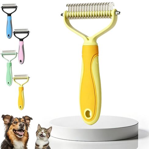 Pet Pro Grooming Tool, Petpro Deshedding Brush for Cats, Shedding Brush Dog Hair, Double Teeth Coat Dual-Sided Professional Tools (Blue) in Kuwait