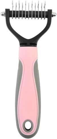 Pet Grooming Brush Double Sided Deshedding Tool for Dogs and Cats, Blue Stainless Steel Remover and Knot Cutter(M,Pink) in Kuwait