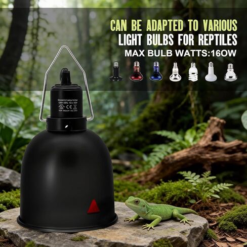 2-Pack Reptile Light Fixture 5.5in Deep Dome Reptile Lamp Fixture Heat Lamp Fixture for Heat/UVA/UVB Bulb Basking Lamp Max 100W for Reptile Habitat in Kuwait