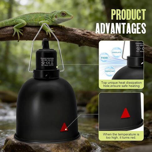 2-Pack Reptile Light Fixture 5.5in Deep Dome Reptile Lamp Fixture Heat Lamp Fixture for Heat/UVA/UVB Bulb Basking Lamp Max 100W for Reptile Habitat in Kuwait