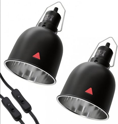 2-Pack Reptile Light Fixture 5.5in Deep Dome Reptile Lamp Fixture Heat Lamp Fixture for Heat/UVA/UVB Bulb Basking Lamp Max 100W for Reptile Habitat in Kuwait