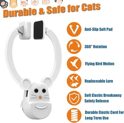Interactive Cat Toys for Indoor Cats, Automatic Flying Bird Feather Wand Toy for Chase Exercise Enrichment, Rechargeable Durable Safe Hanging Cat Toy for Bored Kittens & Adult Cats in Kuwait