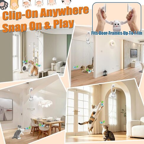 Interactive Cat Toys for Indoor Cats, Automatic Flying Bird Feather Wand Toy for Chase Exercise Enrichment, Rechargeable Durable Safe Hanging Cat Toy for Bored Kittens & Adult Cats in Kuwait