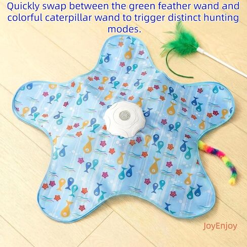 Hide and Seek Interactive Cat Toy, 5-Hole Motion Activated Bird Sound USB Rechargeable Puzzle Toy, Automatic Mental Stimulation for Indoor Cats & Multi-Cat Play (Fish Style) in Kuwait