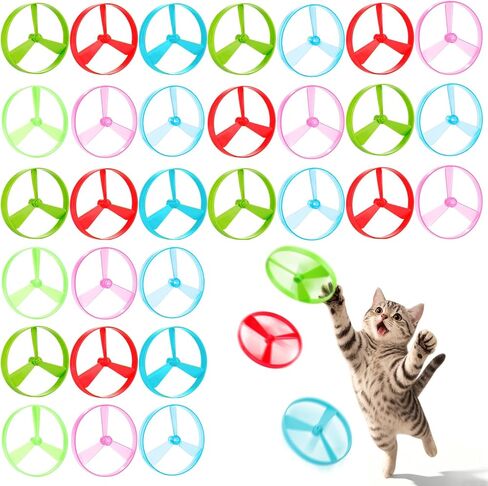 BABORUI Cat Toy Disc Launcher, Rechargeable Interactive Cat Fetch Toy Launcher with 8 Flying Discs, Flying Enrichment Toys for Indoor Bored Kittens & Adult Cats (Yellow) in Kuwait