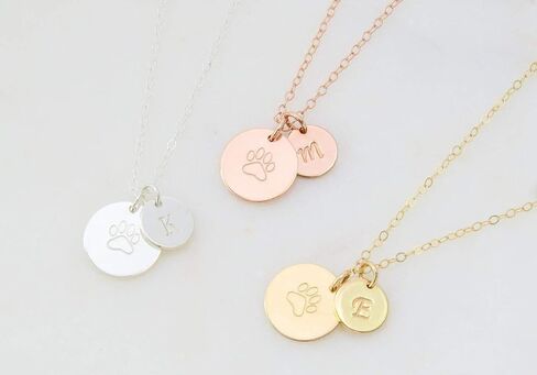 Personalized Paw Print Necklace for Women, Dog Mom Necklace, Pet Memorial Necklace, Available in Gold-Filled Sterling Silver or Rose-Gold-Filled in Kuwait