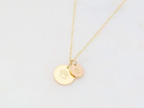Personalized Paw Print Necklace for Women, Dog Mom Necklace, Pet Memorial Necklace, Available in Gold-Filled Sterling Silver or Rose-Gold-Filled in Kuwait