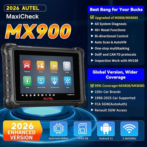 Autel MaxiCheck MX900 OBD2 Scanner with BST106 (Same Functionality as BT506) All System Diagnostic Scan Tool for Cars 40+ Reset Services Autos Maxisys Tool Upgrade of Autel MX808 MD808 MK808 S PRO in Kuwait